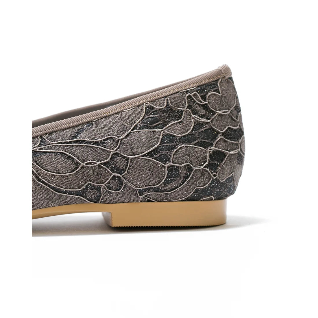 日本製 Emma Francis 平底尖頭蕾絲芭蕾舞鞋(01l-L 155)(Charcoal gray lace)（チャコールグレー レース）