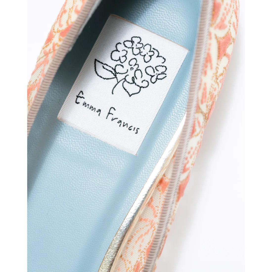 日本製 Emma Francis 平底尖頭植物圖案芭蕾舞鞋(01l2-T 713)(Orange botanical pattern)（オレンジ ボタニカル柄）