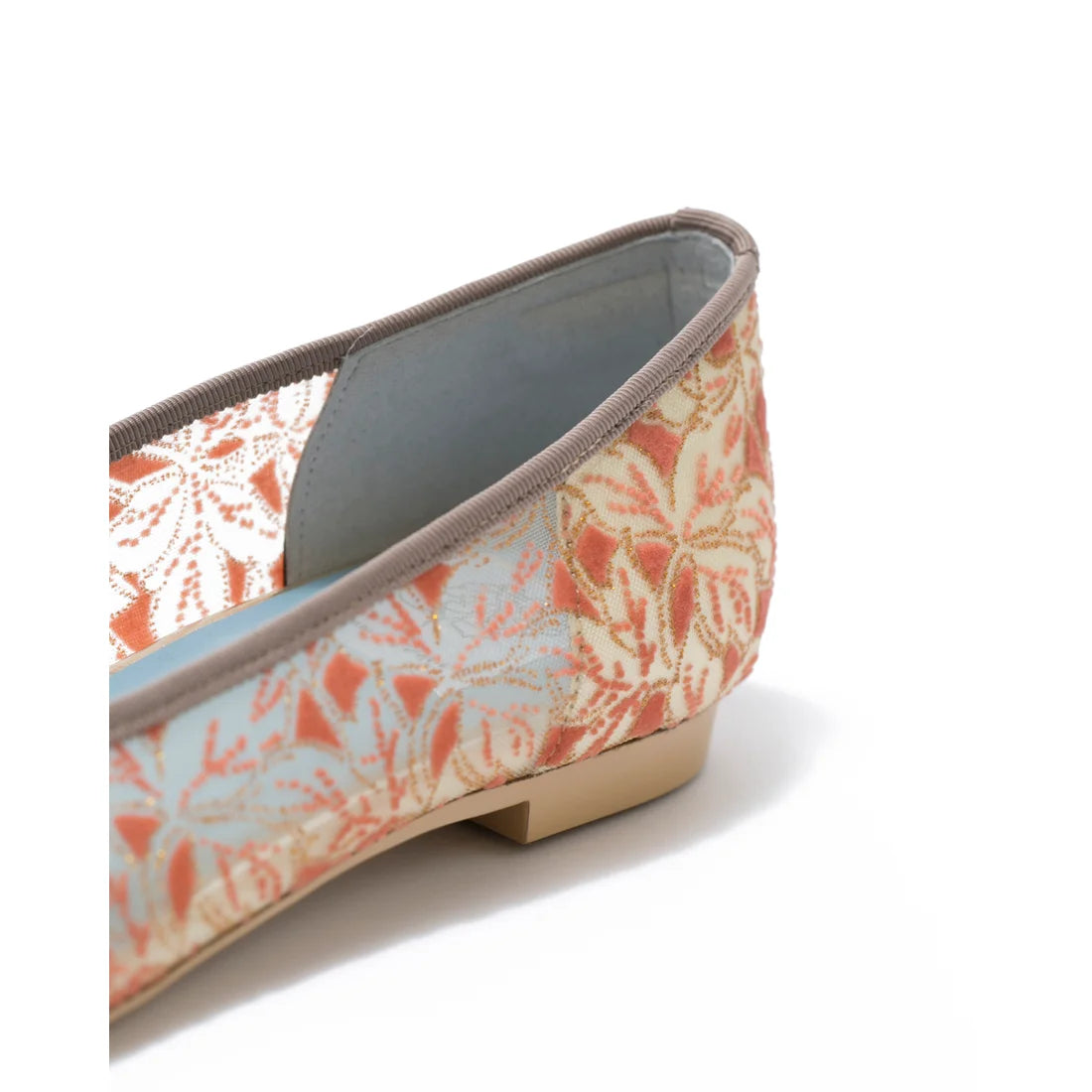 日本製 Emma Francis 平底尖頭植物圖案芭蕾舞鞋(01l2-T 713)(Orange botanical pattern)（オレンジ ボタニカル柄）