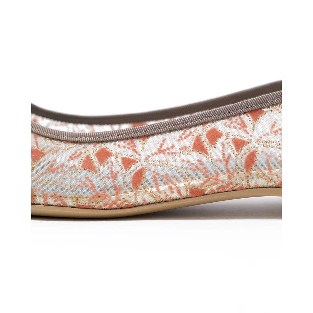 日本製 Emma Francis 平底尖頭植物圖案芭蕾舞鞋(01l2-T 713)(Orange botanical pattern)（オレンジ ボタニカル柄）