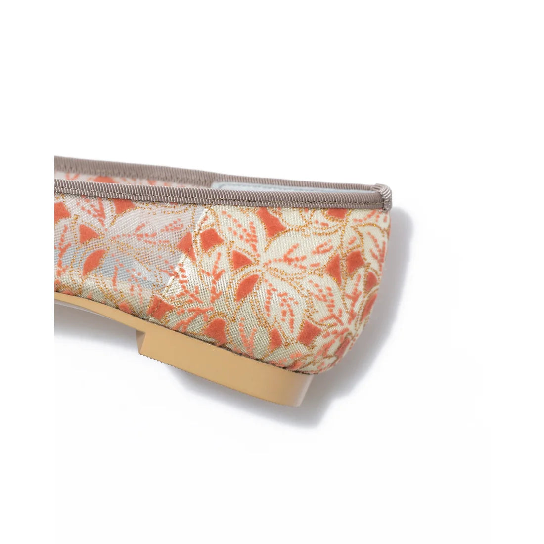 日本製 Emma Francis 平底尖頭植物圖案芭蕾舞鞋(01l2-T 713)(Orange botanical pattern)（オレンジ ボタニカル柄）