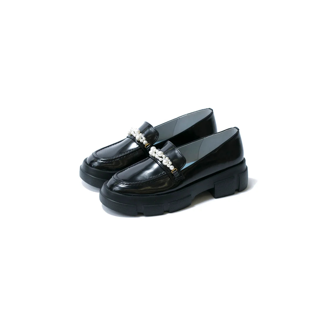 日本製【晴雨兼容】Emma Francis 厚底珍珠樂福鞋(1501a-E 101)(Black enamel)（ブラック エナメル）