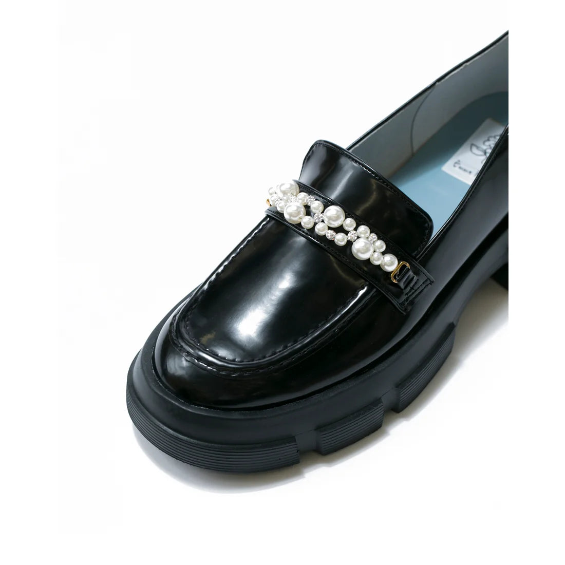 日本製【晴雨兼容】Emma Francis 厚底珍珠樂福鞋(1501a-E 101)(Black enamel)（ブラック エナメル）
