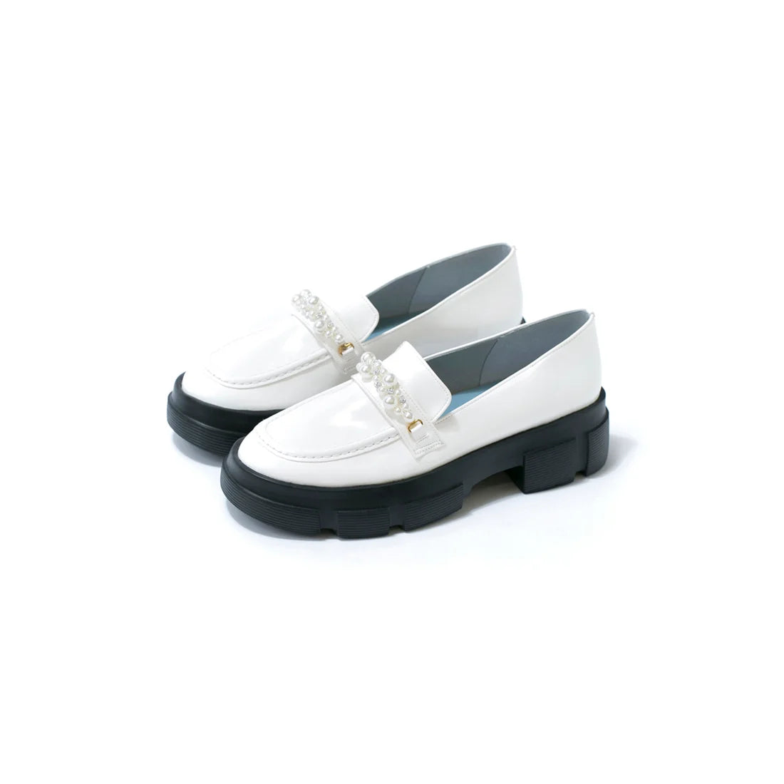日本製【晴雨兼容】Emma Francis 厚底珍珠樂福鞋(1501a-E 158)(White enamel)（ホワイト エナメル）