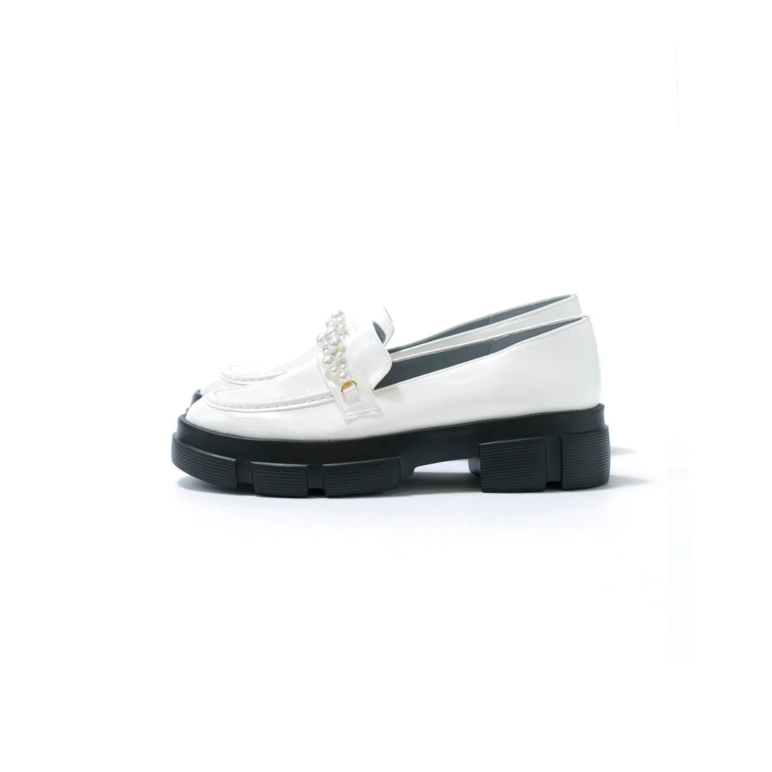日本製【晴雨兼容】Emma Francis 厚底珍珠樂福鞋(1501a-E 158)(White enamel)（ホワイト エナメル）