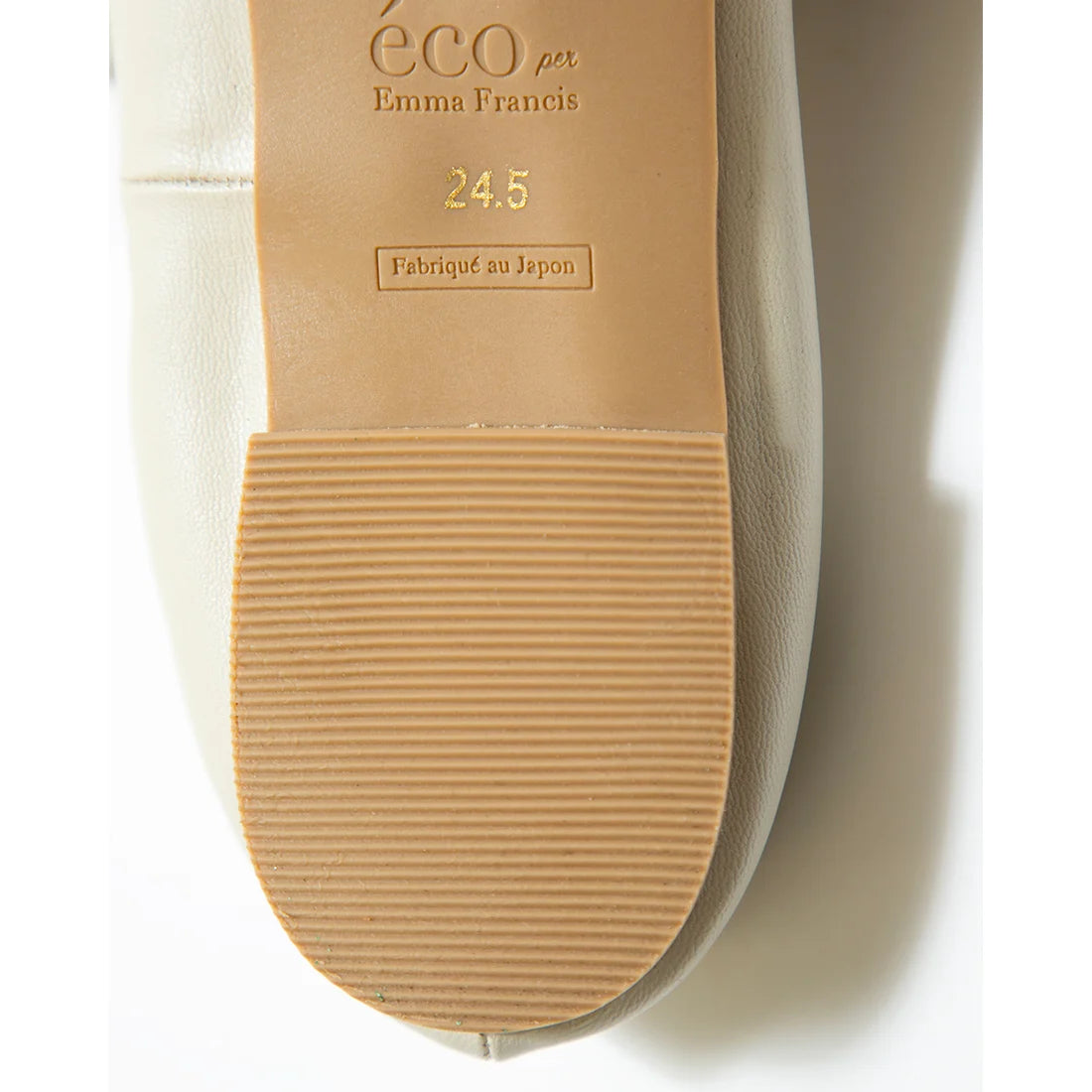日本製預訂3星期【蘋果皮】【防水】Emma Francis 褶皺腰帶平底鞋 (03j-AP 177)(Ivory Apple Leather)（アイボリー アップルレザー）