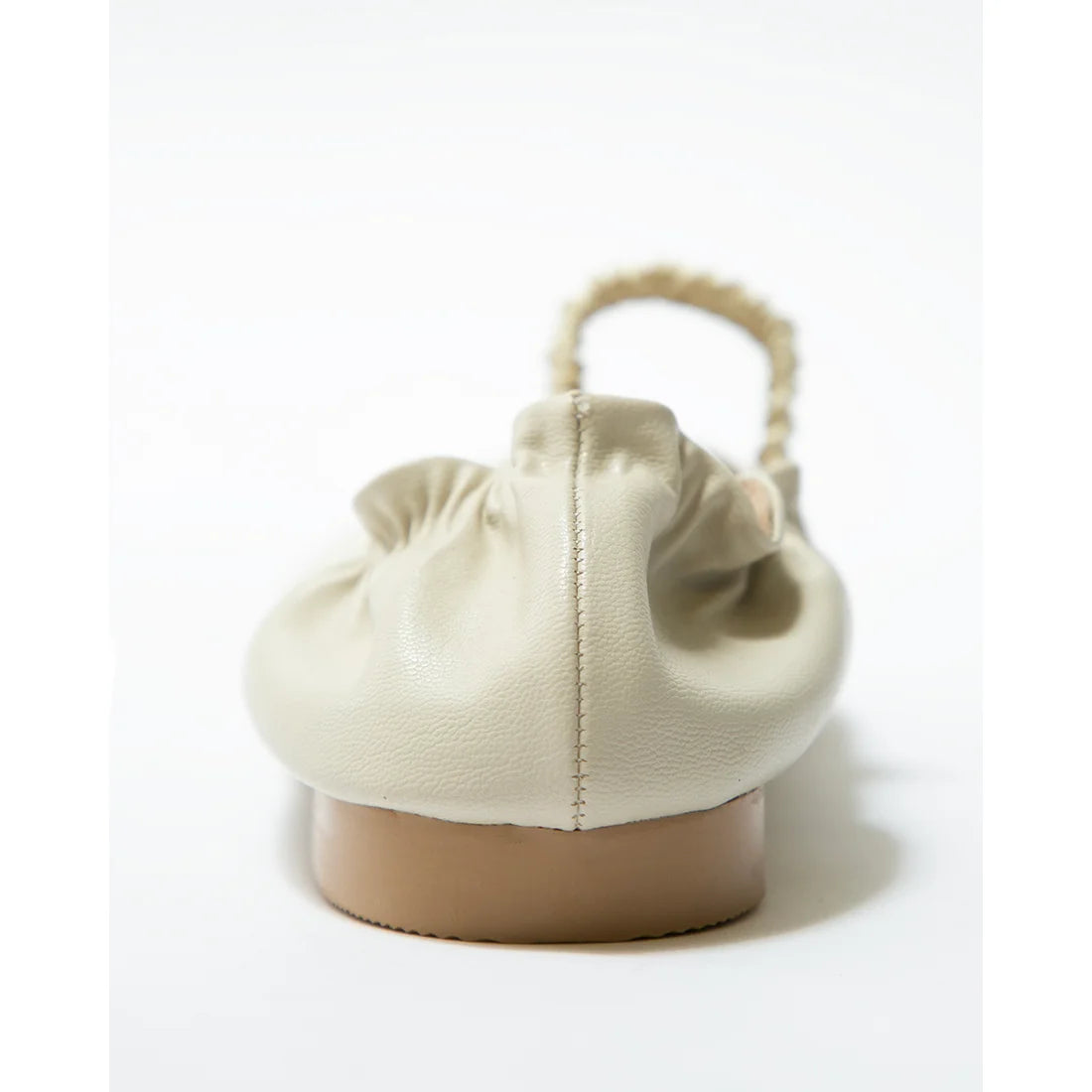 日本製預訂3星期【蘋果皮】【防水】Emma Francis 褶皺腰帶平底鞋 (03j-AP 177)(Ivory Apple Leather)（アイボリー アップルレザー）