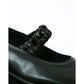 日本製【蘋果皮】【防水】Emma Francis 褶皺腰帶平底鞋 (03j-AP 101)(Black apple leather)（ブラック アップルレザー）