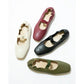 日本製【蘋果皮】【防水】Emma Francis 褶皺腰帶平底鞋 (03j-AP 101)(Black apple leather)（ブラック アップルレザー）