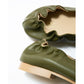日本製【蘋果皮】【防水】Emma Francis 褶皺腰帶平底鞋 (03j-AP 147)(Khaki apple leather)（カーキ アップルレザー）
