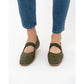 日本製【蘋果皮】【防水】Emma Francis 褶皺腰帶平底鞋 (03j-AP 147)(Khaki apple leather)（カーキ アップルレザー）