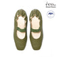 日本製【蘋果皮】【防水】Emma Francis 褶皺腰帶平底鞋 (03j-AP 147)(Khaki apple leather)（カーキ アップルレザー）