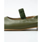 日本製【蘋果皮】【防水】Emma Francis 褶皺腰帶平底鞋 (03j-AP 147)(Khaki apple leather)（カーキ アップルレザー）