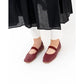 日本製【蘋果皮】【防水】Emma Francis 褶皺腰帶平底鞋 ( 03j-AP 183 )(Bordeaux apple leather)（ボルドー アップルレザー）