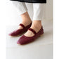 日本製【蘋果皮】【防水】Emma Francis 褶皺腰帶平底鞋 ( 03j-AP 183 )(Bordeaux apple leather)（ボルドー アップルレザー）