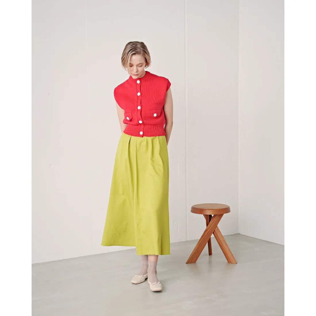 日本製【蘋果皮】【防水】Emma Francis 平底彈性芭蕾舞鞋 ( 03m-AP 177 )(Ivory apple leather)（アイボリー アップルレザー）