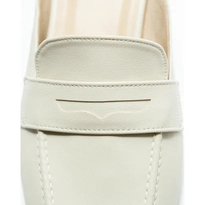 日本製【蘋果皮】【防水】Emma Francis 樂福拖鞋式平底鞋 ( 03q-AP 177 )(Ivory apple leather)（アイボリー アップルレザー）