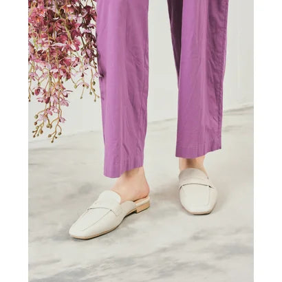 日本製【蘋果皮】【防水】Emma Francis 樂福拖鞋式平底鞋 ( 03q-AP 177 )(Ivory apple leather)（アイボリー アップルレザー）