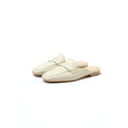 日本製【蘋果皮】【防水】Emma Francis 樂福拖鞋式平底鞋 ( 03q-AP 177 )(Ivory apple leather)（アイボリー アップルレザー）