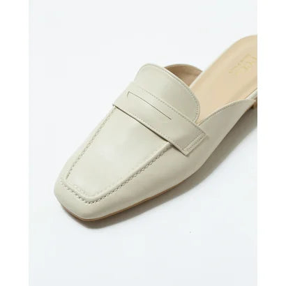 日本製【蘋果皮】【防水】Emma Francis 樂福拖鞋式平底鞋 ( 03q-AP 177 )(Ivory apple leather)（アイボリー アップルレザー）