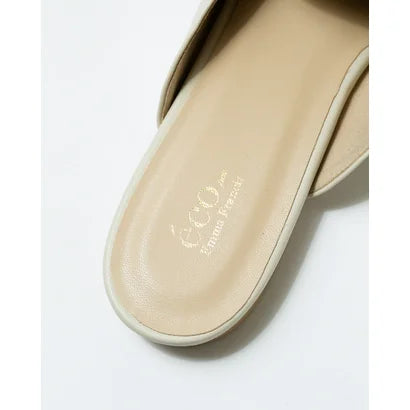 日本製【蘋果皮】【防水】Emma Francis 樂福拖鞋式平底鞋 ( 03q-AP 177 )(Ivory apple leather)（アイボリー アップルレザー）