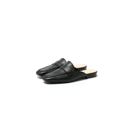 日本製【蘋果皮】【防水】Emma Francis 樂福拖鞋式平底鞋 ( 03q-AP 101 )(Black apple leather)（ブラック アップルレザー)