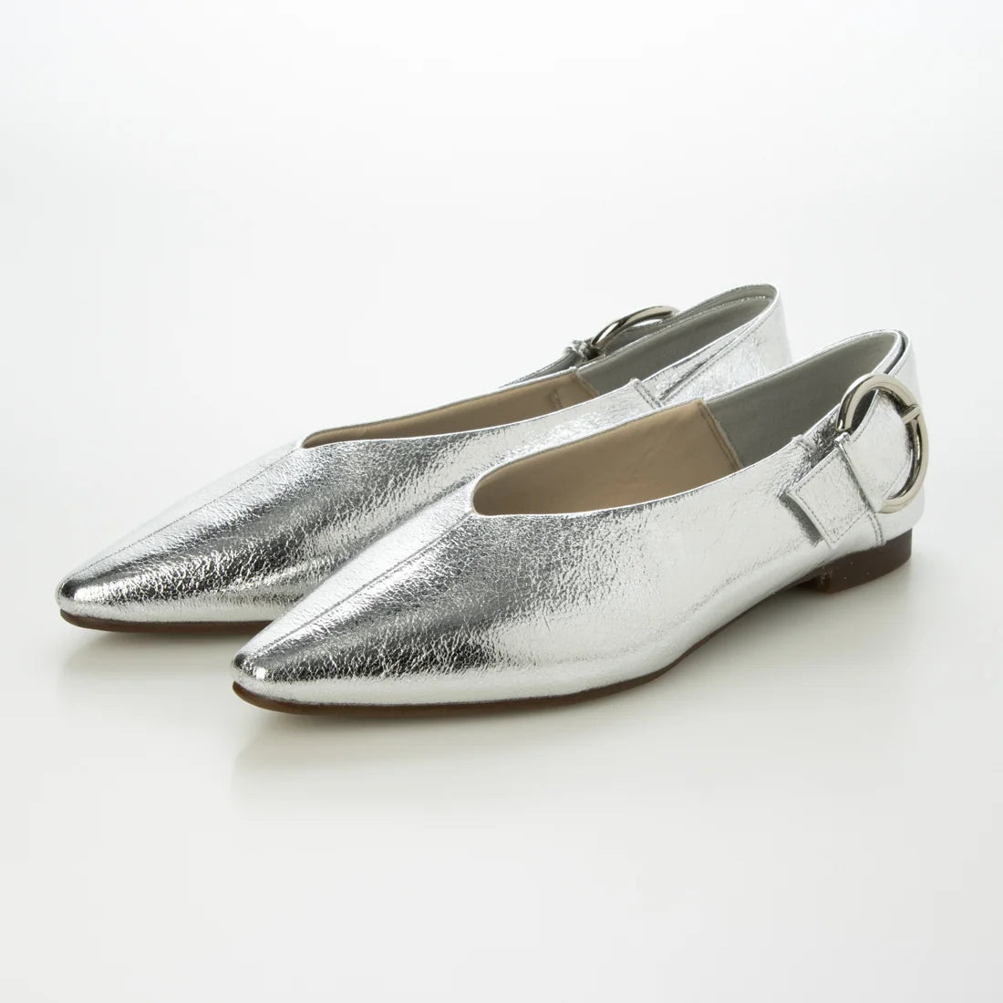 【新品預訂】日本製 Lauf Oletta  [All Weather] 全天候 可踩踭 柔軟大扣環V型平底鞋（LRP139 SILVER）