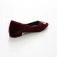 【新品預訂】日本製 Lauf Oletta 絨毛尖頭金扣平底鞋 (LH127 BORDEAUX-Z) (酒紅色)