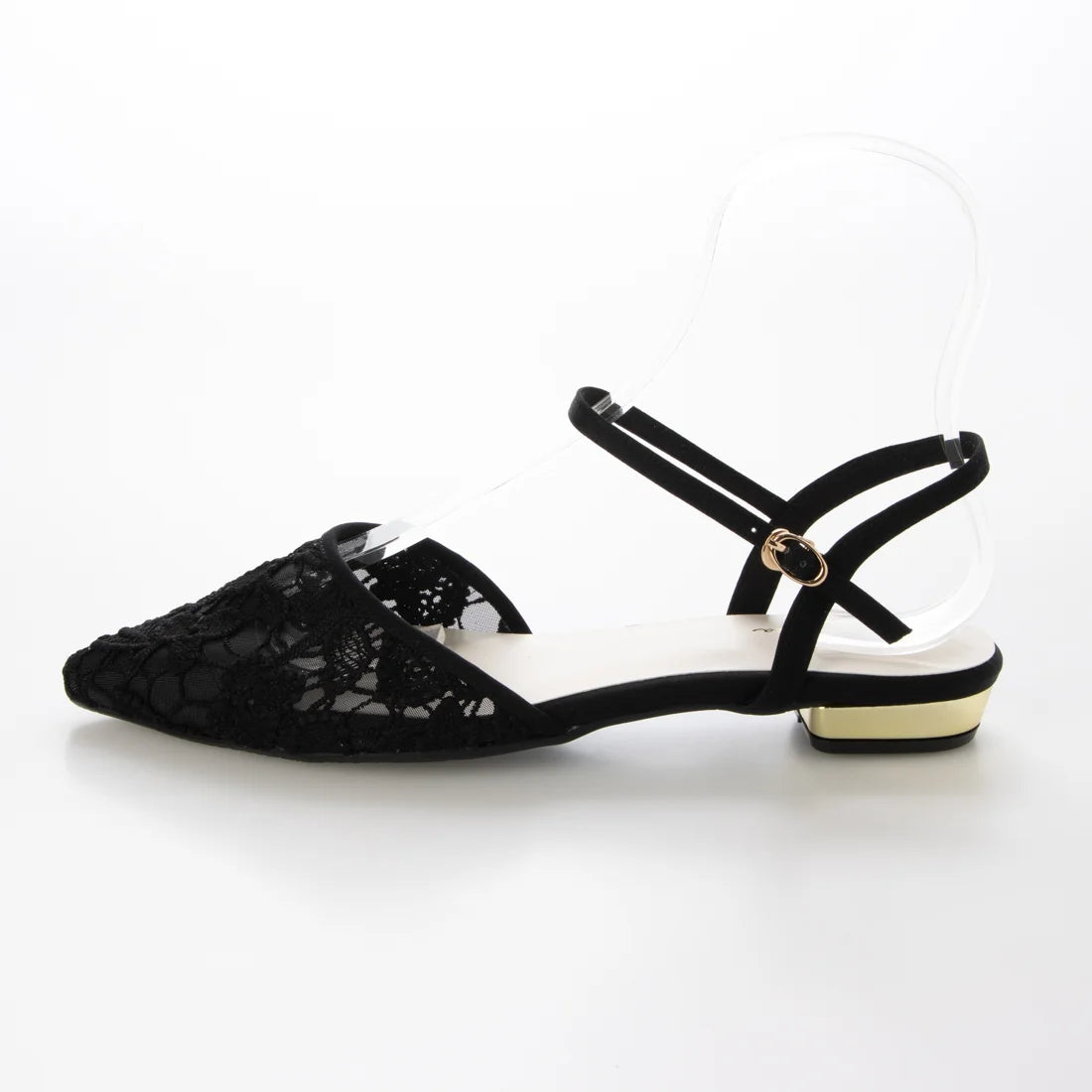 【新品預訂】日本製 Launa Lea 花卉蕾絲漁網綁帶涼鞋 (600A)(黑色 / Black Z/C)