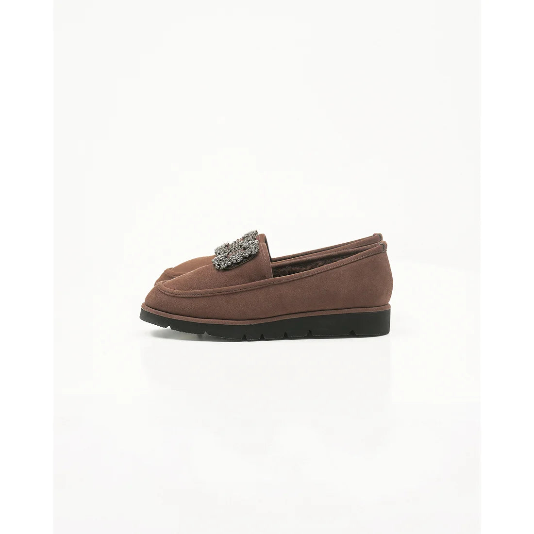 【新品預訂】日本製Emma Francis   [雨天應對] 防水 內側柔軟仿毛 寶石樂福鞋（棕色絨面革）(2002g-S 105) BRN