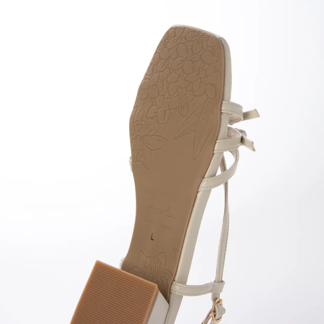 【新品預訂】日本製 Launa Lea 3.5cm踭 迷你蝴蝶結綁帶涼鞋 (628)(象牙色/ Ivory)