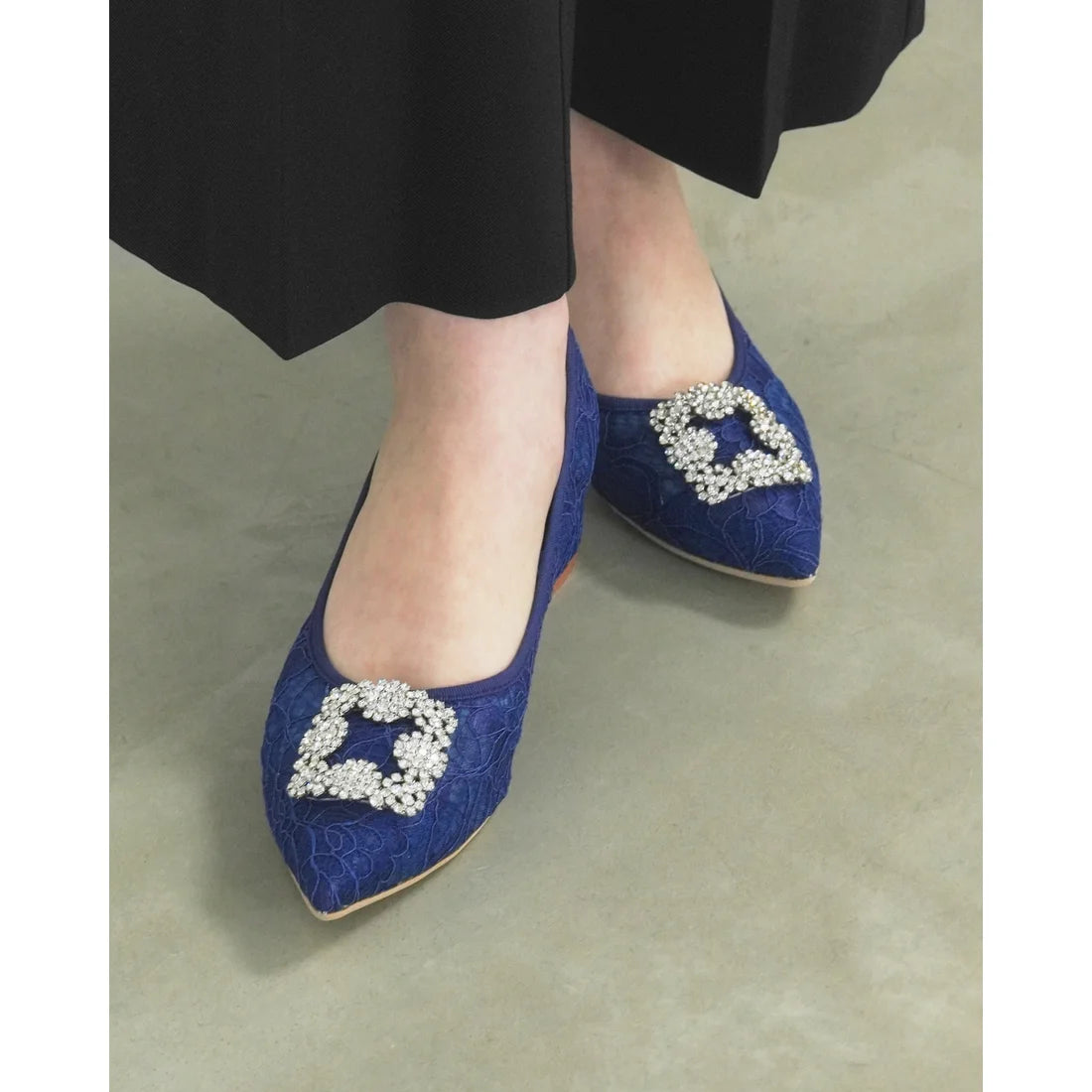 【新品預訂】日本製Emma Francis 4cm跟 寶石扣 薄紗蕾絲高跟鞋 (藍色薄紗 ) ( 4003b-T 120 )