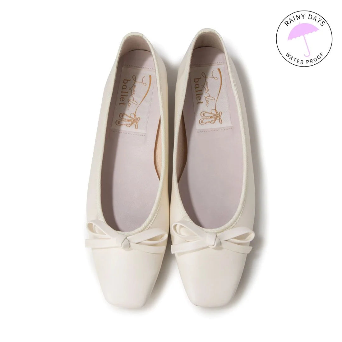 日本製 Launa lea 方頭芭蕾晴雨鞋 ( RB7002A ) (白色/White)