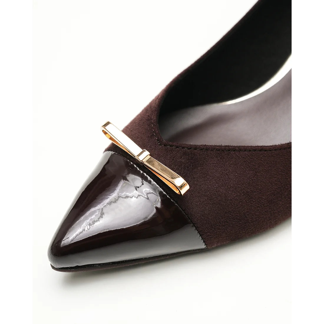 【新品】日本製Emma Francis   金色蝴蝶結 5cm 高跟鞋（棕色 絨面革）(5001b-S 105) BRN