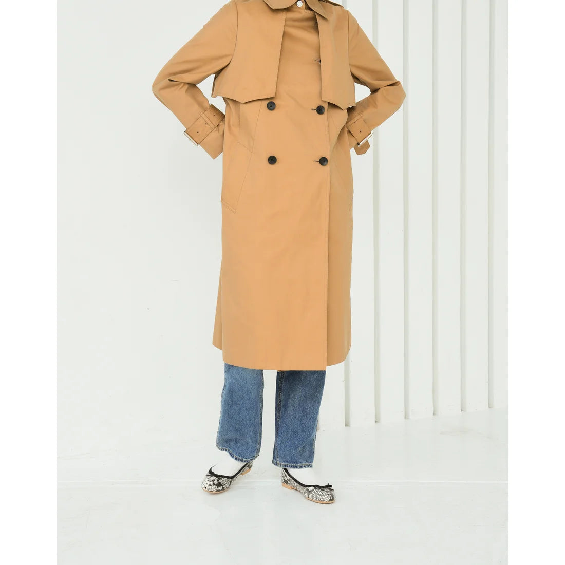 日本製【珍珠色調防水】Emma Francis 真皮 圓頭平底芭蕾舞鞋(02b-L P371)(Python pattern leather smooth)（パイソン柄 レザースムース）