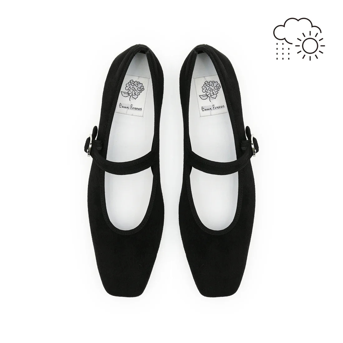 【新品預訂】日本製Emma Francis  防撥水方頭瑪麗珍（黑色絨面）(2001g S101)