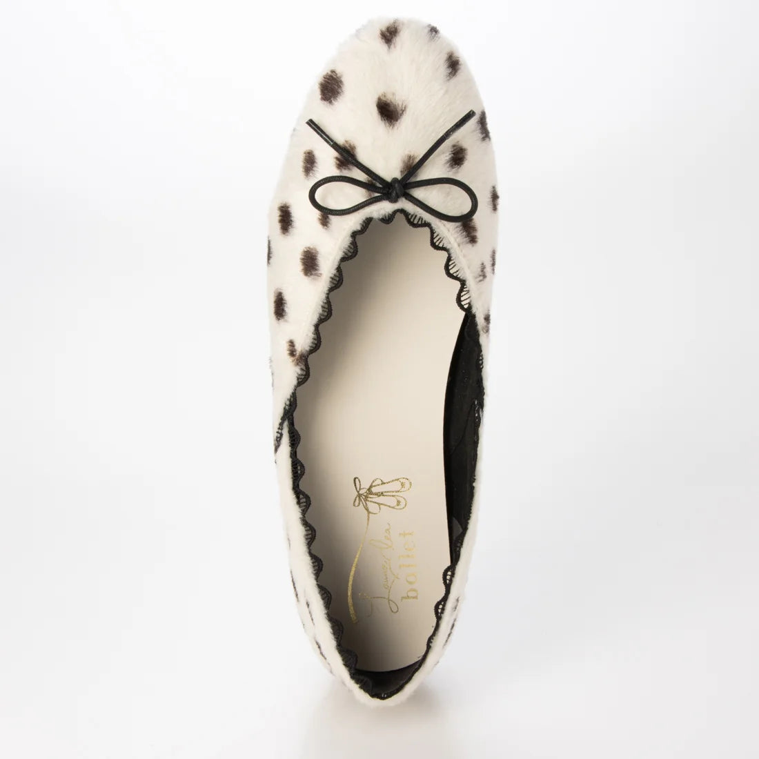 【新品預訂】日本製 Launa lea 經典蕾絲邊蝴蝶結芭蕾舞鞋 (B1616A)(斑點紋/Dalmatian-Z)