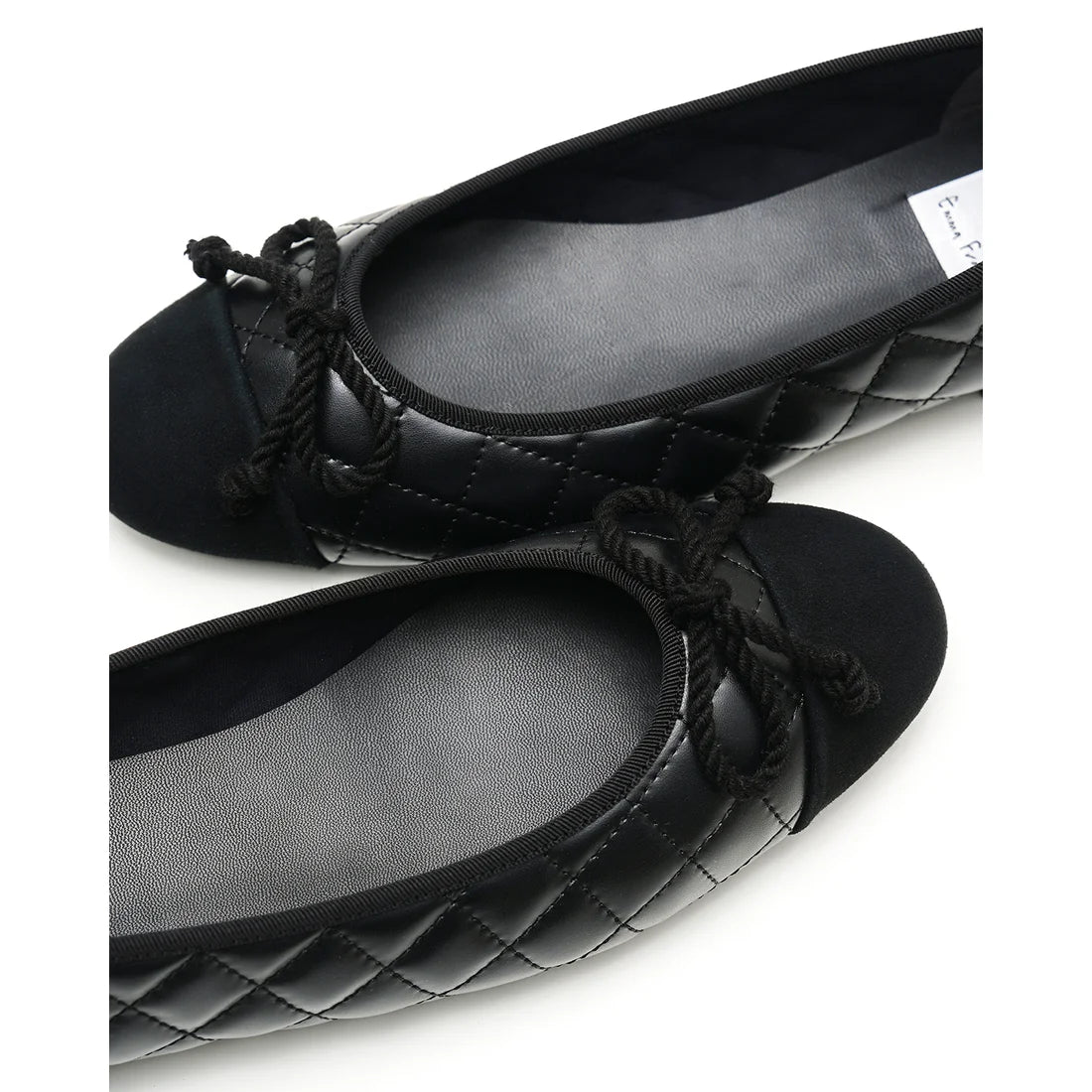【新品預訂】日本製Emma Francis   絎縫平底芭蕾舞鞋（黑色絎縫）(06e-P 155) BLK