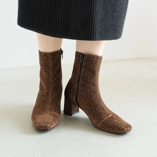 日本製 Launa Lea 6cm閃閃方頭短靴 (582)(棕色Z／Brown Z)