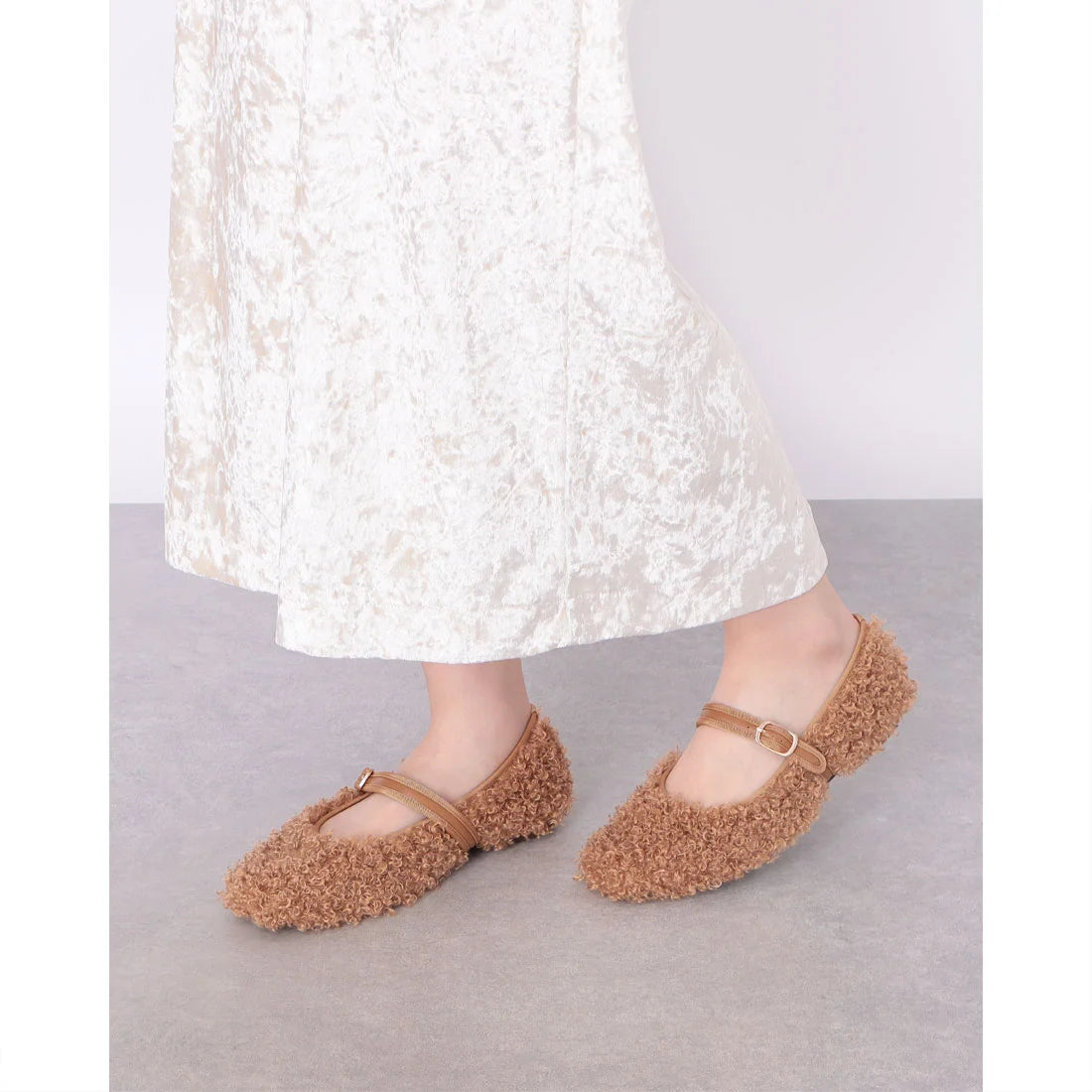 日本製 Lauf Oletta 方頭毛絨瑪莉珍鞋 (LH115 CAMEL-Z) (駝色)