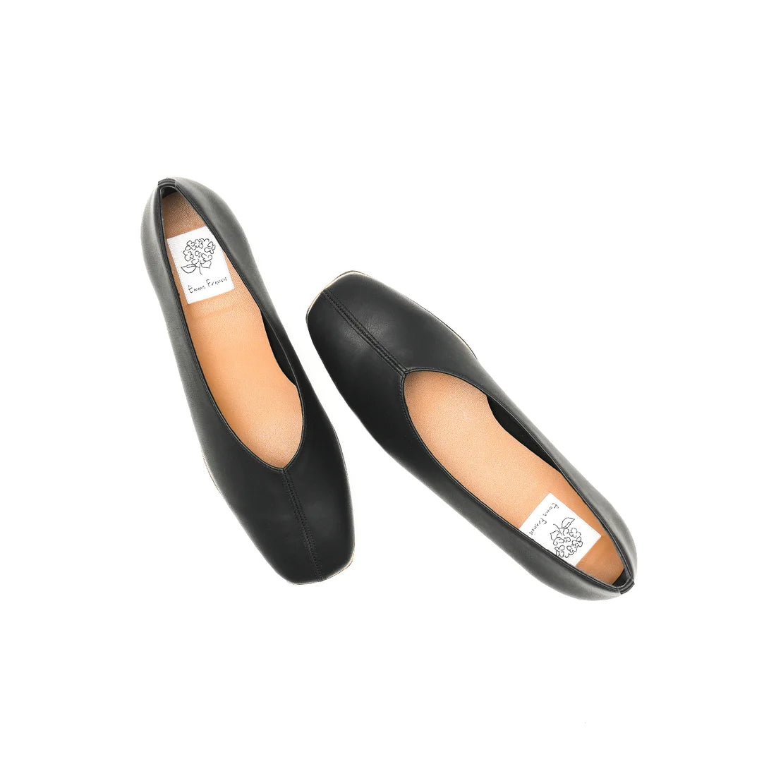 【新品預訂】日本製Emma Francis   V形中心接縫金線平底鞋（黑色光滑）(03aa-P 101) BLK