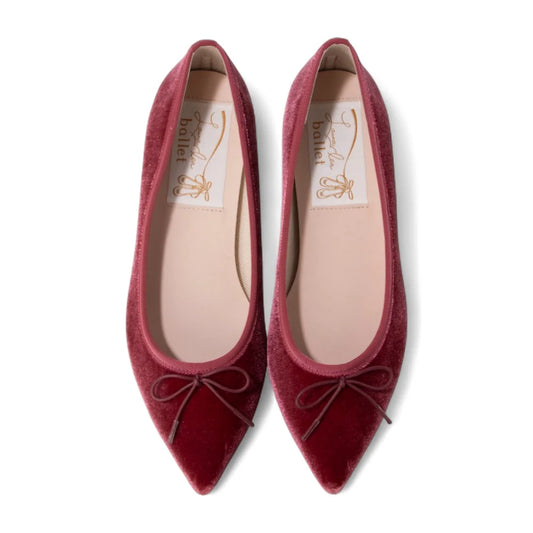 【新品預訂】日本製 Launa lea 尖頭絨毛蝴蝶結芭蕾平底鞋 (B4613A) (粉紅色 Z / Pink Z)