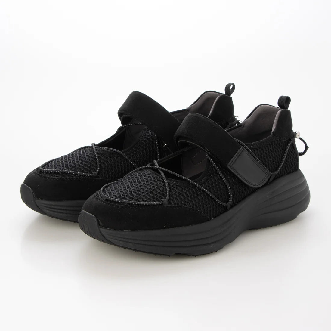 【新品預訂】日本 Lauf Oletta 輕盈 4cm厚底網面瑪莉珍運動鞋 (L150 Black-Z)(黑色)
