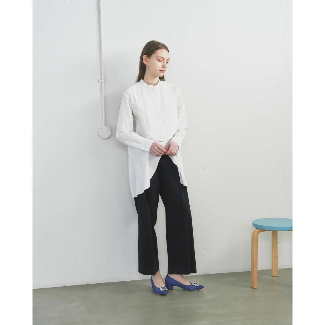 【新品預訂】日本製Emma Francis 4cm跟 寶石扣 薄紗蕾絲高跟鞋 (藍色薄紗 ) ( 4003b-T 120 )