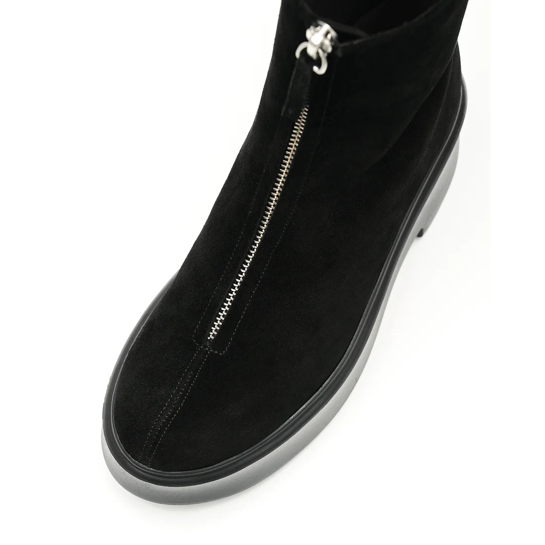 【新品預訂】日本製Emma Francis ［雨天應對］防水厚底前拉鍊靴子（黑色 絲絨皮革）(9013a-L V101)