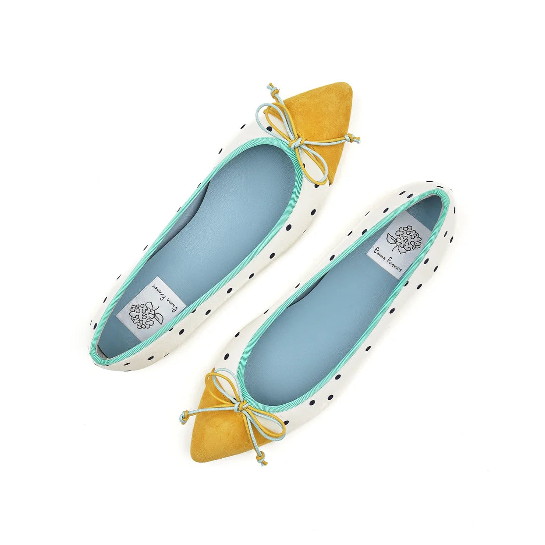 【新品預訂】日本製Emma Francis 圓點圖案平底芭蕾舞鞋（白色圓點圖案）(01l-PE 603)