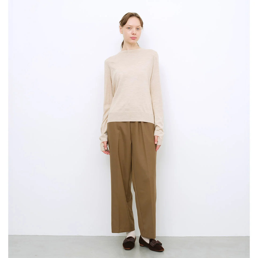 【新品預訂】日本製 Launa lea 方頭蝴蝶結樂福鞋（570）(深啡色/D.Brown-Z)