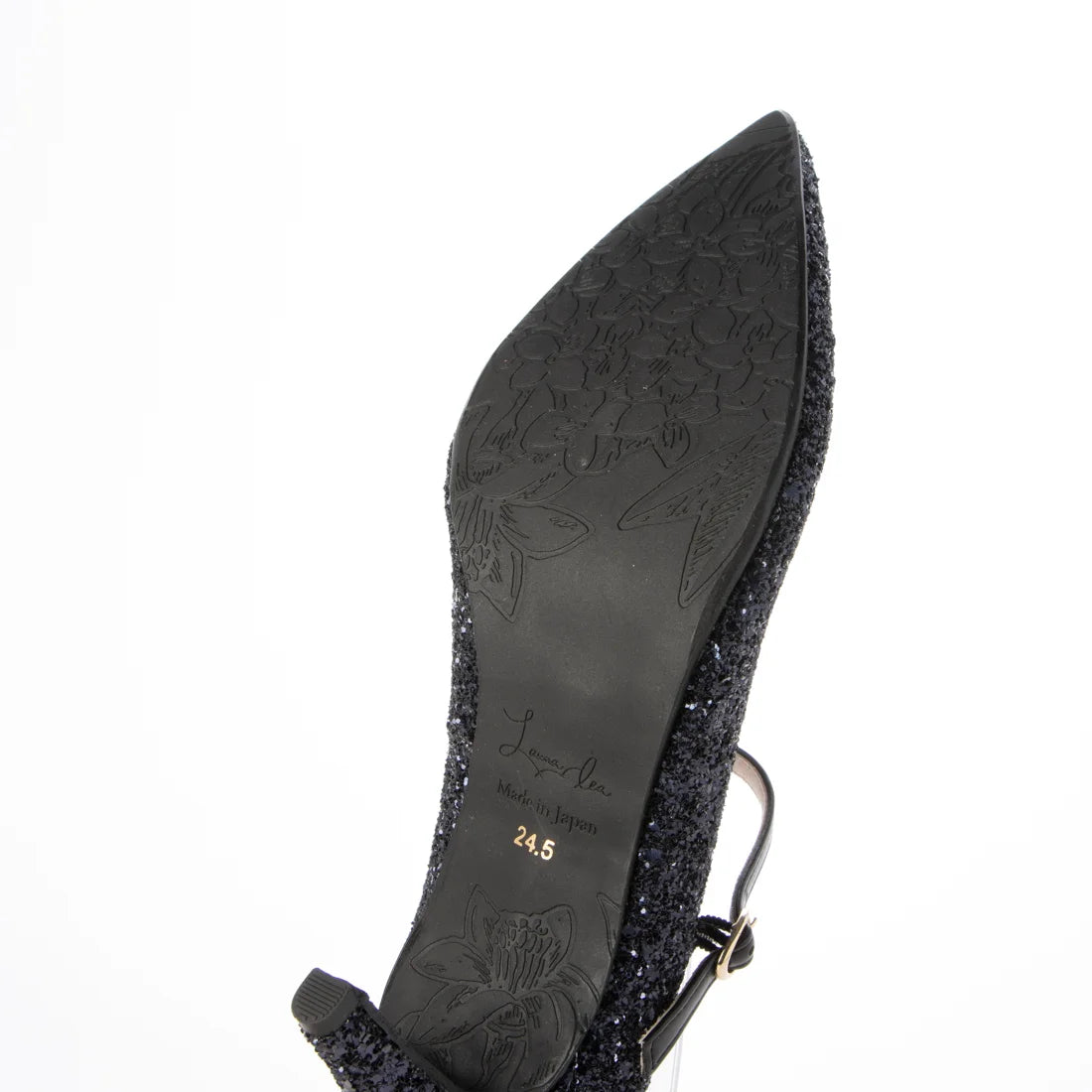 Launa lea 日本製 7cm Glitter 尖頭 Mary Jane 深藍色高跟鞋 575 navy