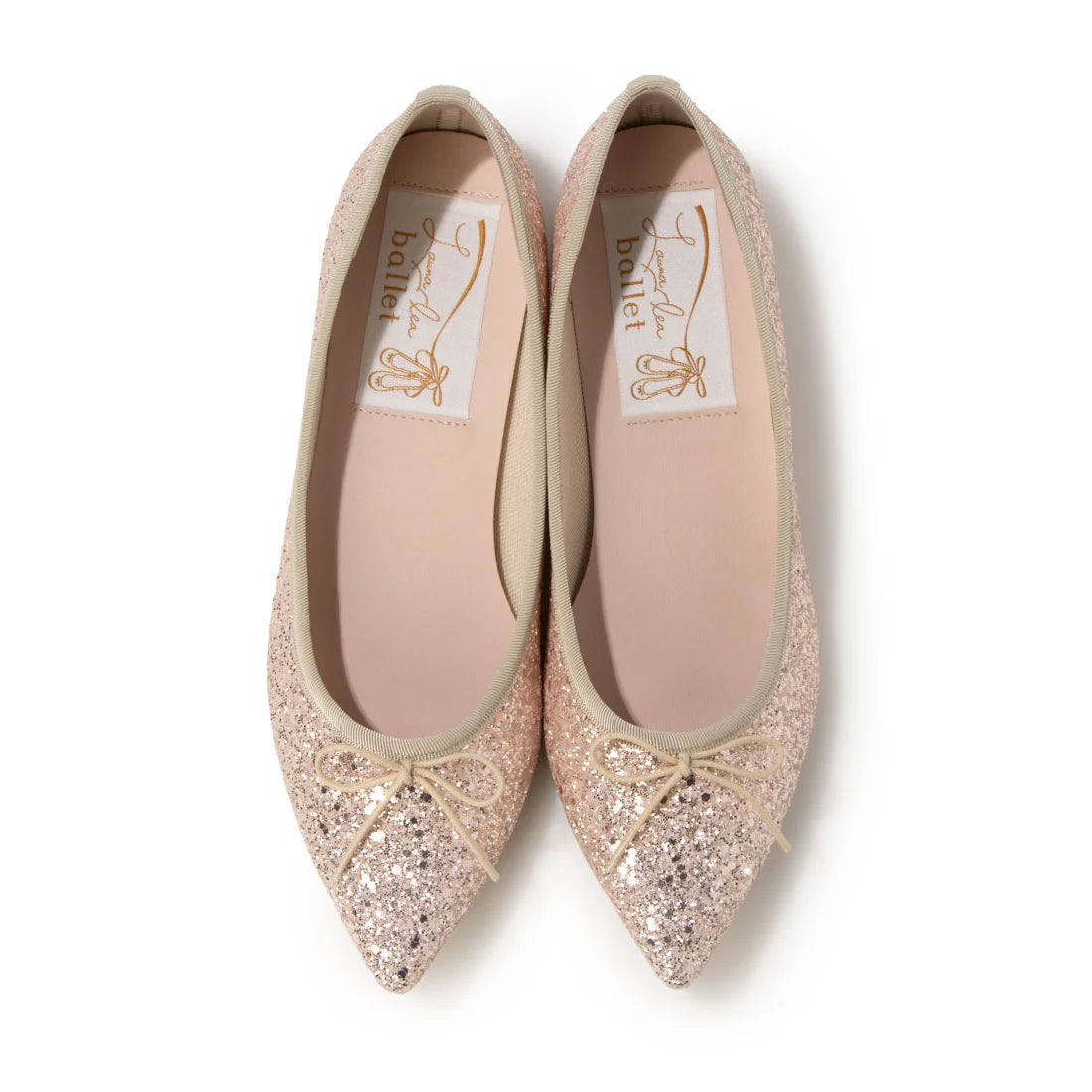 【新品預訂】日本製 Launa lea 閃耀亮片尖頭芭蕾鞋 ( B4601A ) (粉杏色 Z / PK Beige Z )
