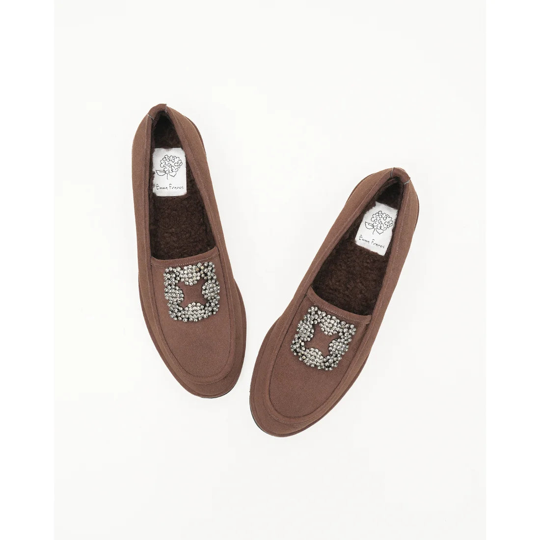【新品預訂】日本製Emma Francis   [雨天應對] 防水 內側柔軟仿毛 寶石樂福鞋（棕色絨面革）(2002g-S 105) BRN